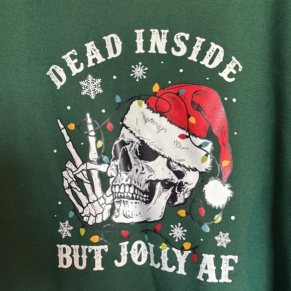 Shein women’s green Dead Inside But Jolly AF crew neck sweatshirt size XL - Picture 3 of 9